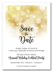 Snowflakes on Gold Holiday Save the Date