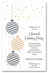 Black & Gold Holiday Christmas Tree Ornaments Invitations