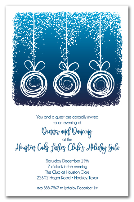 white abstract christmas ornaments on blue holiday party invitations white christmas invitations