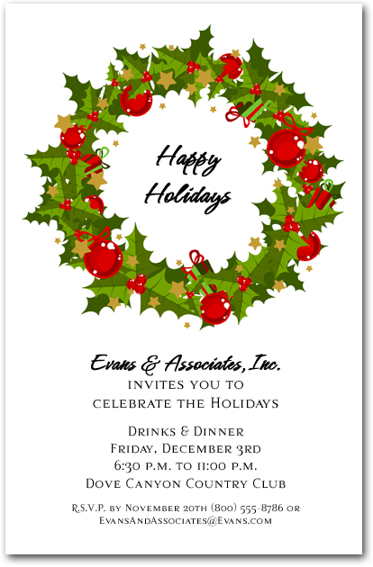 holiday evergreen wreath invitations christmas invitations invitation for new year party