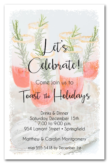 pomegranate rosemary spritzer holiday cocktail party invitations christmas cocktail party invites