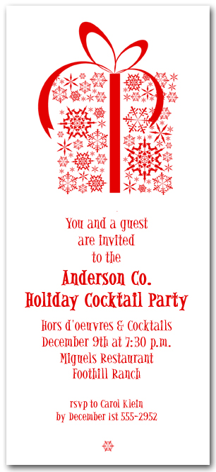 Red Snowflake Holiday Gift Box Invitation, Christmas Red Snowflake Holiday Gift Box Invitation, Christmas