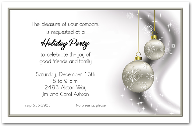 Rhinestone Silver Ornaments Holiday Invitations Christmas Ornaments Invitations