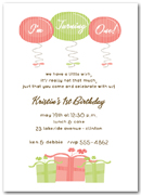 Pink and Green 1st Birthday Presents & Balloons Invitation