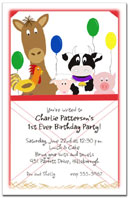 Barnyard Buddies Kids Birthday Invitation