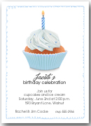 Blue Birthday Cupcake Party Invitations