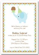 Blue Elephant & Cupcake First Birthday Party Invitations