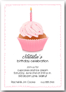 Pink Birthday Cupcake Party Invitations