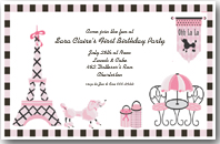 Pink Poodle in Paris Girls Birthday Invitation Pink Poodle in Paris Girls Birthday Invitations