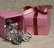Pink Polka Dot Favor Box 2 inch square two piece boxes