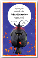 Witch & Cat Broomride Halloween Party Invitation