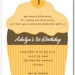 Orange and Chocolate Cupcake First Birthday Invitation
