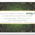 Gold Swirls on Forest Green Holiday Invitations