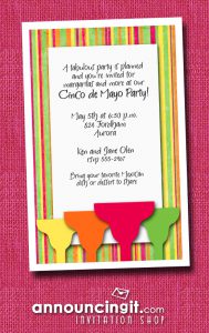 Margaritas on Bright Stripes Cinco de Mayo Party Invitations | See the entire collection at Announcingit.com