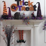 Halloween Fireplace with Witch Legs