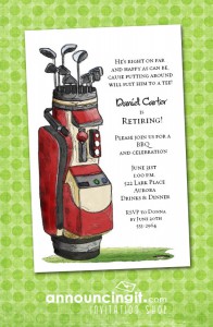 Red Golf Bag Party Invitations