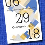 Graduation Party Save the Date Cards – Blue & Gold Diamond Blocks