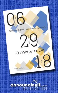 Graduation Party Save the Date Cards - Blue & Gold Diamond Blocks | See the entire graduation invitations and announcement collection at Announcingit.com