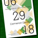 Graduation Party Save the Date Cards – Green & Gold Diamond Blocks
