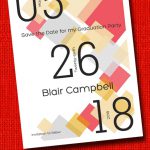 Graduation Party Save the Date Cards – Red & Gold Diamond Blocks