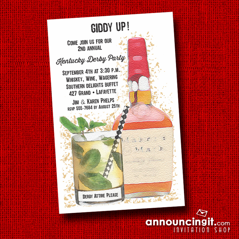 Bourbon and Mint Julep Kentucky Derby Party Invitations