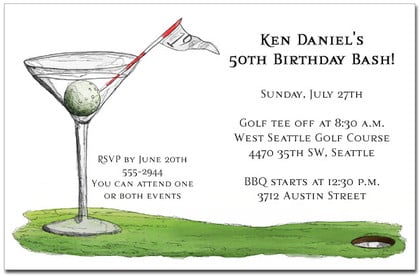 19th Hole Martini Party Invitations Golf Outing 19th Hole Martini