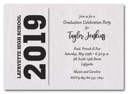 bold year shimmery white graduation party invitations birthday invintation