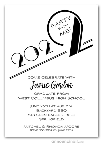 Art Deco Black Graduation Party Invitations