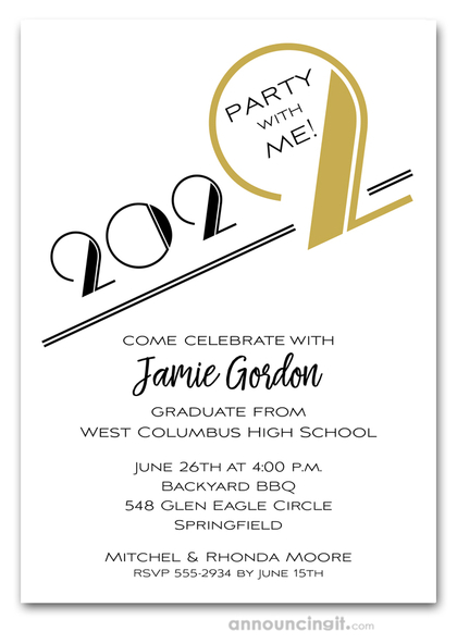 Art Deco Gold Graduation Party Invitations