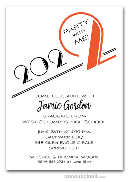 Art Deco Orange Graduation Party Invitations