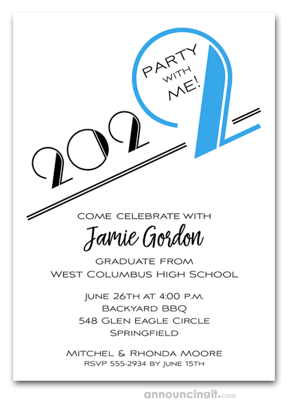 Art Deco Turquoise Graduation Party Invitations