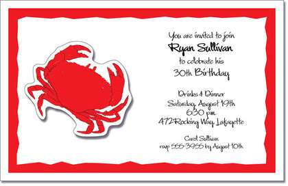 Red Crab Party Invitations