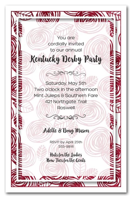 Abstract Red Roses Kentucky Derby Invitations