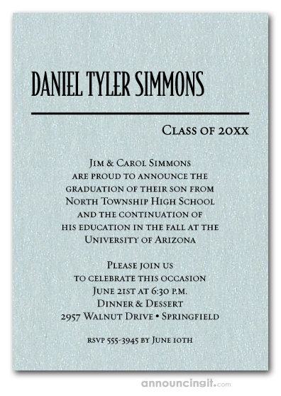 Shimmery Aqua Classic Graduation Invitations