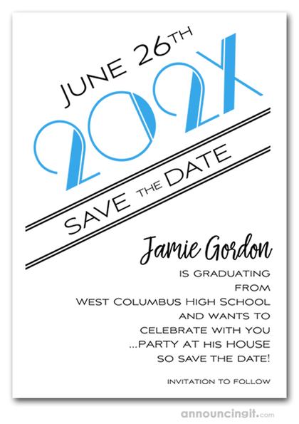 Art Deco Turquoise Graduation Save the Date Cards