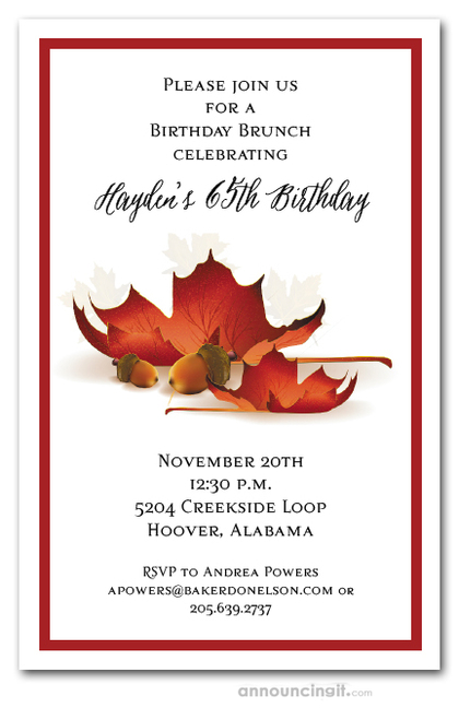 Autumn Acorns and Leaves Invitations