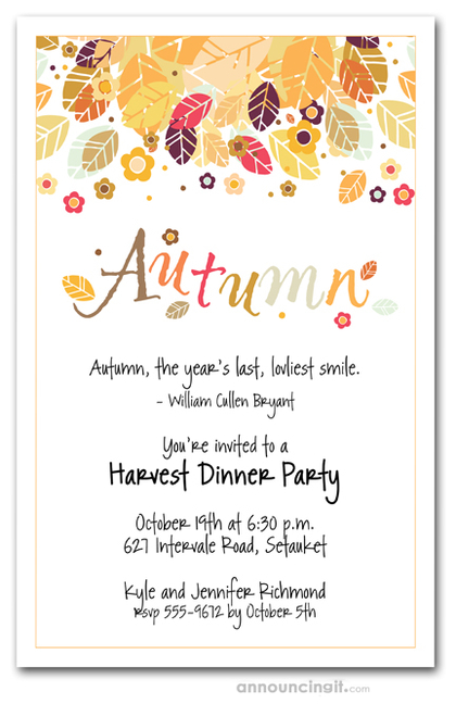 Autumn Season Fall Party Invitations