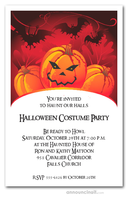 Bats and Mad Jack Halloween Invitations