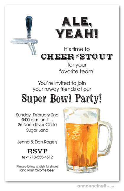 Beer and Tapper Super Bowl Party Invitations