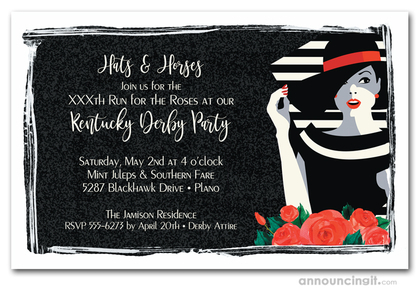 Lady on Stripes Kentucky Derby Invitations