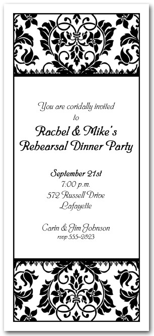 Black and White Damask Invitations