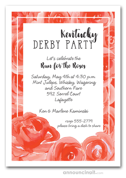 Blooming Red Roses Kentucky Derby Invitations