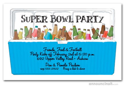 Blue Ice Chest Super Bowl Invitations