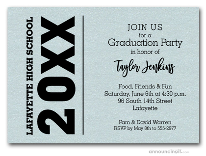 Bold Year Shimmery Aqua Graduation Invitations