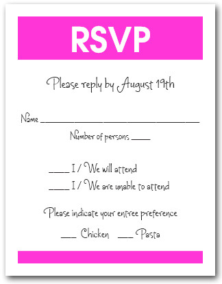 White & Bright Pink RSVP Card #3