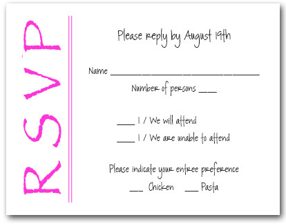 Bright Pink on White RSVP Cards #6