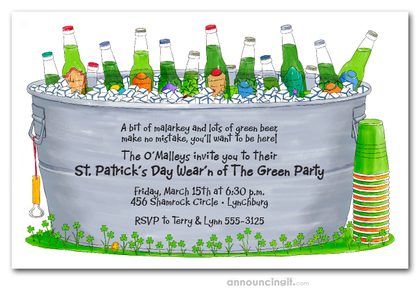 Bucket of Green Beer St. Patrick's Invites