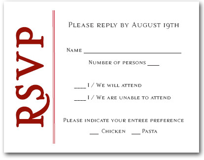 Burgundy on White RSVP Cards #6