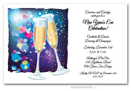 Champagne and Fireworks Invitations