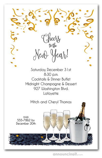 Champagne Bucket New Year's Invitations
